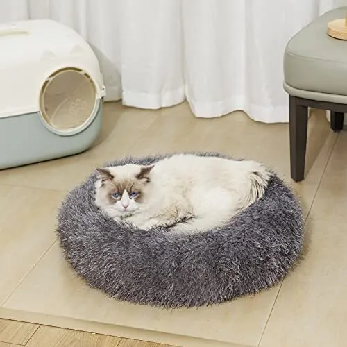 Calming Dog Cat Bed for Small Medium Large Dogs Pets Anti-Anxiety Round Donut...