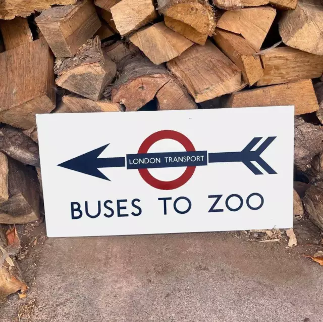 London transport buses to zoo -  metal sign