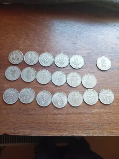 joblot of 19 one shilling coins 1947-1966 all apart from 1952