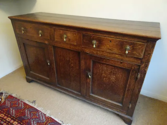 large Georgian antique oak plank top sideboard / Dresser ~ 3 Drawer  6ft 4" long