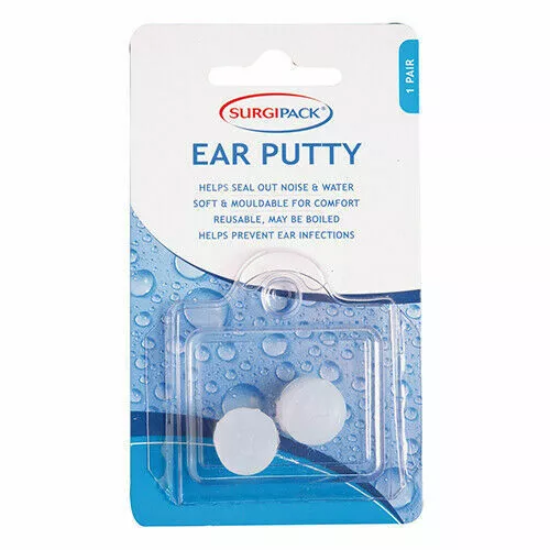 * Surgipack Ear Putty 1 Pair Seals Out Noise Water Soft Mouldable Ear Plugs