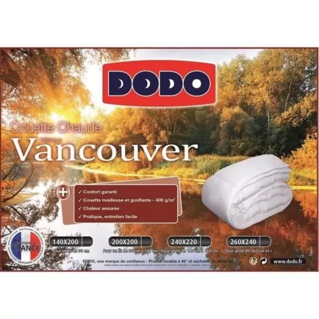 DODO Couette Chaude Vancouver 400 g/m² Literie Toutes Saisons 260 x 240 cm BLANC 3
