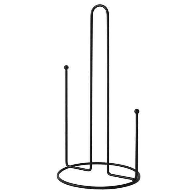Rust-resistant Paper Towel Holder Weighted Base Stylish Roll Rack Black