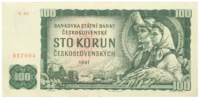 Tschechoslowakei ČSSR Geldschein BANKNOTE 100 Kronen Korun 1961 Karlsbrücke Prag