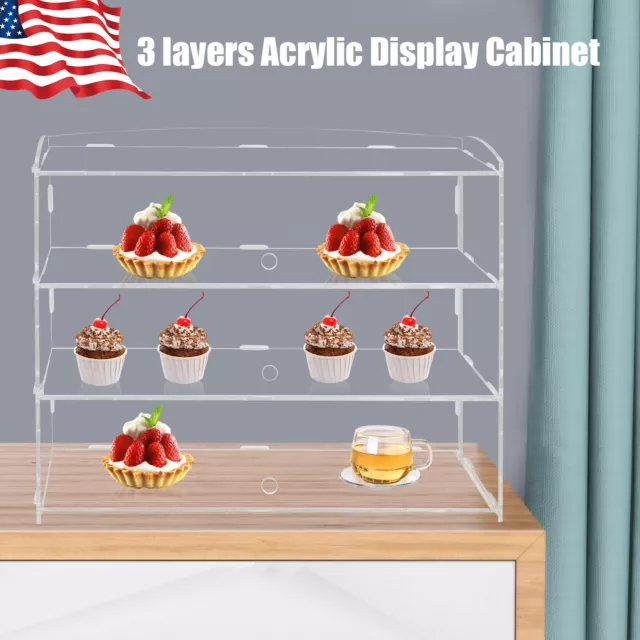3 layers Display Cabinet Case Acrylic Bakery Pastry Display Case Transparent Kit