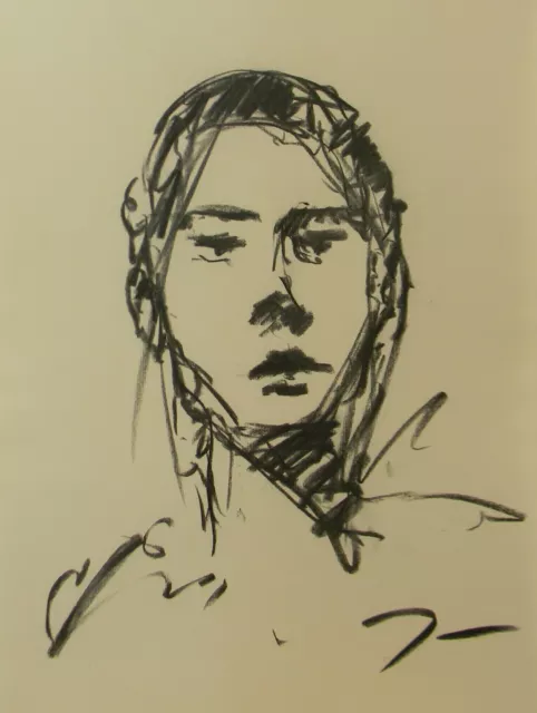 JOSE TRUJILLO - Modern SIGNED ORIGINAL CHARCOAL DRAWING Portrait - AMERICAN ART