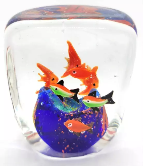 Murano Art Glass Aquarium Fish Tank Paperweight Rectangle - Vintage