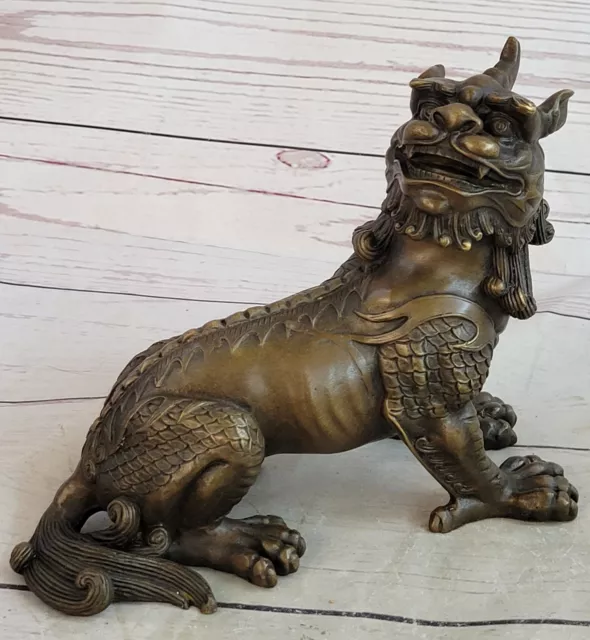Authentic Old Chinese Bronze Feng Shui Foo Dog Beast Statue Art