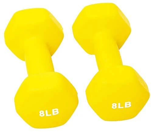 Set of 2 Neoprene Coated Non-Slip Grip Dumbbell Weights 8lb Each Home Gym
