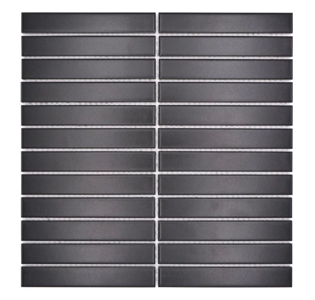 Varillas de mosaico de cerámica arte moderno negro mate ducha espejo de azulejos |10 alfombras