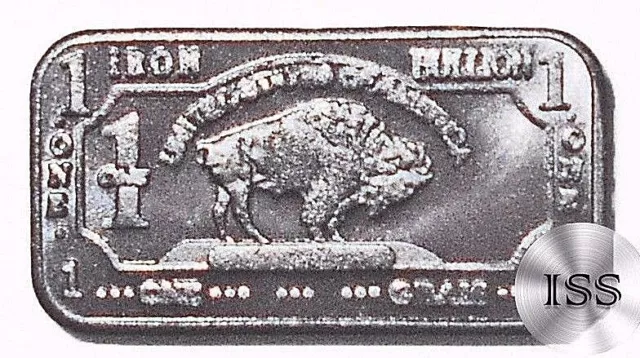 Fine .999 Iron Ingot, 1 Gram Pure Buffalo Bar, Collectible Elemental Bullion