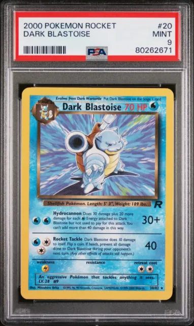PSA 9 DARK BLASTOISE Non Holo Rare Pokemon Card Team Rocket 20/82 WOTC 2000