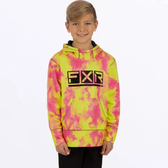 FXR Podium Tech Breathable Pullover Youth Casual Hoodies - Neon Acid/Black