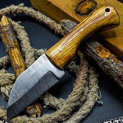 AB Knives Custom Handmade Damascus Steel Blade Hunting Knife Burl Wood1042
