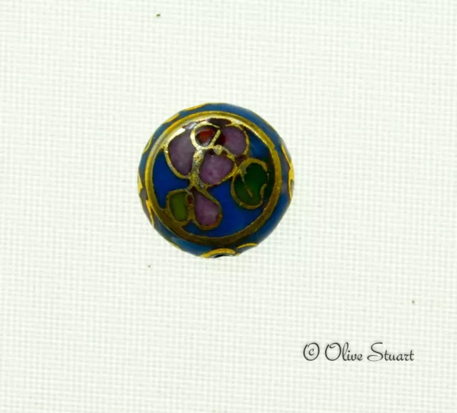 Oriental Cloisonne Beads Loose disc/button 12mm x 6mm 2