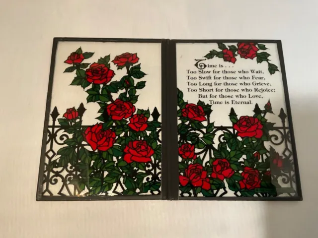 Vintage Yorkraft Seriglass Collectible Stained Glass with Roses York, PA -B36