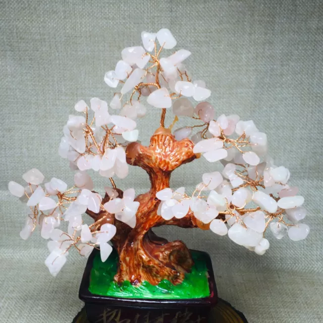 Natural rose pink quartz crystal tree lucky tree potted landscape style gift