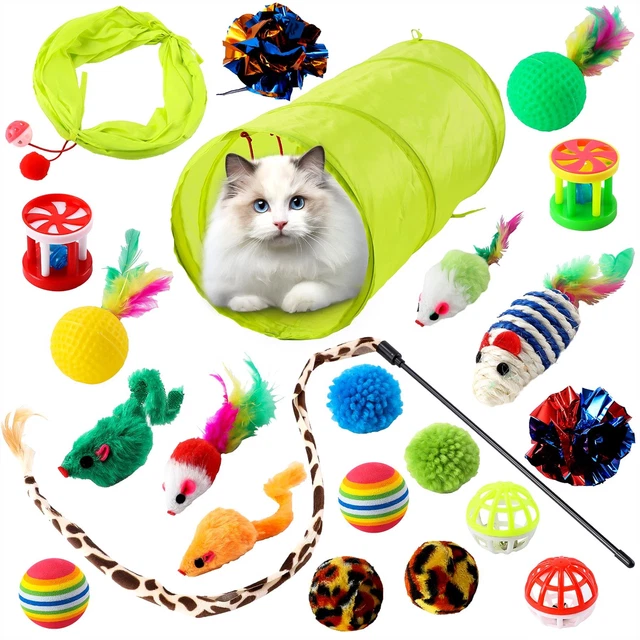 Pet Toys Cat Kitten 21 Pcs Interactive Indoor Toys Bulk Ball Toy Bells Mouse