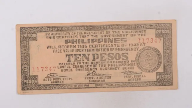 CrazieM World 1942 Philippines 10 Pesos Local Bank Note Province Of Bohol m87
