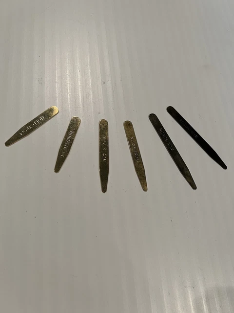 Multi-Size Set (3 Pair) NORDSTROM Brass-Plated Metal Mens Shirt Collar Stays (6)