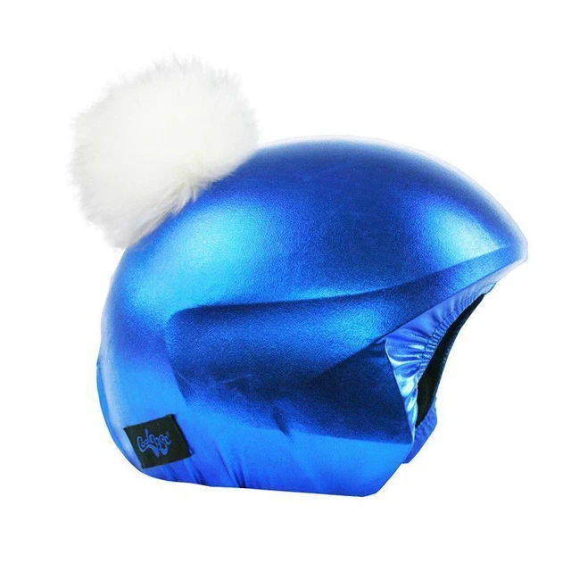 Housse de casque fantaisie - Coolcasc - Ccebwp - Bleu et Blanc avec pon-pon -