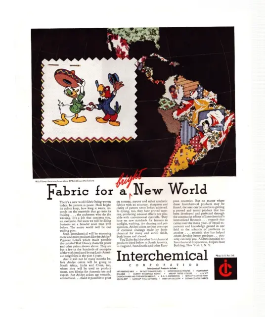 Vtg Print Ad 1946 Interchemical Corporation Empire State Building Donald Duck