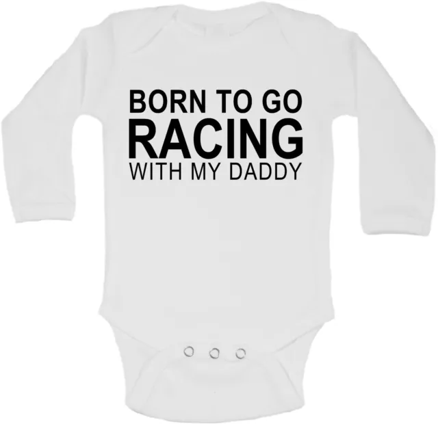 Personalized Long Sleeve Baby Vests Born to Go Racing with My Daddy Unisex Gift