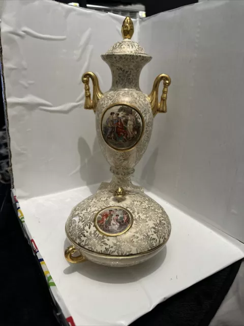 Vintage Empire Ware 2  Shelton Ivory Glaze Pedestal Vase&Dish Made in England.