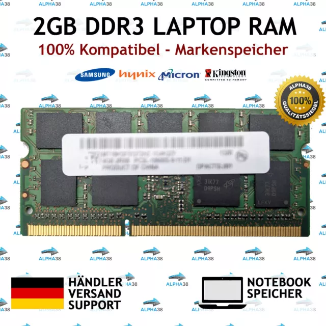 2 GB Laptop RAM DDR3 1333 MHz für ASUS Modelle K50AB K50ID K50IJ Speicher