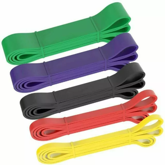 5Pcs Elastic Yoga Stretch Heavy Resistance Bands Exercise Fitness Workout Band 3