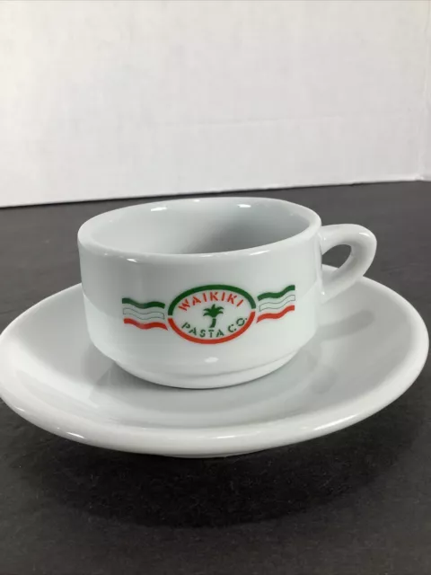 Waikiki Pasta Co. Hawaii White Espresso Cup & Saucer ~ BIA