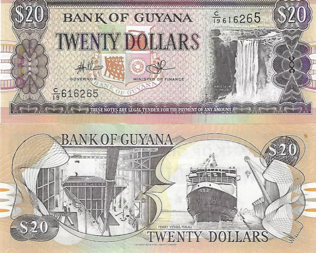 Guyana  $20 Dollars Unc Banknote