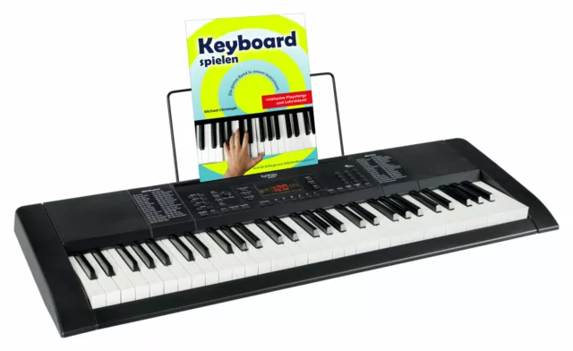 Digital 61-Tasten Keyboard E-Piano 300 Sounds Recording Led Schwarz Set Schule