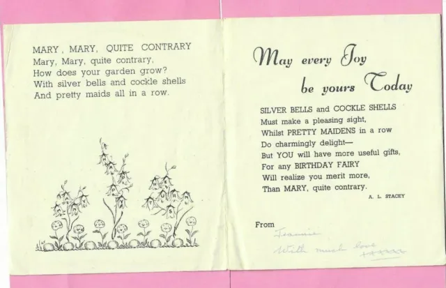 Greetings Card Vintage Greeta Birthday Mary Tunbridge Mary, Mary Quite Contrary 2