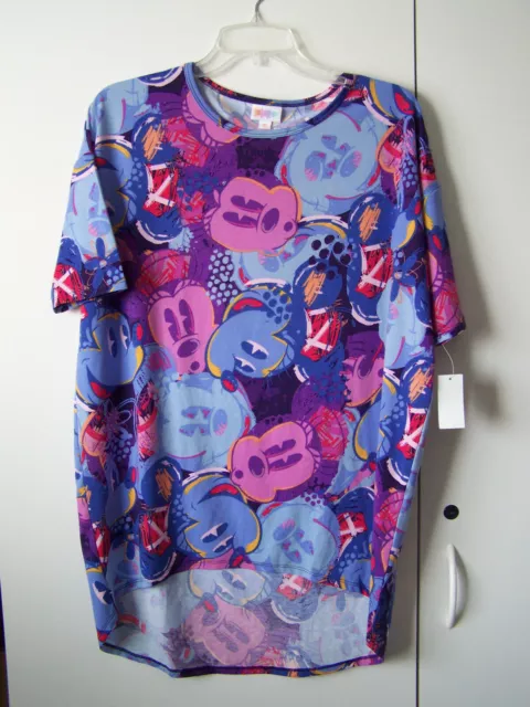 Nwt Lularoe Irma Minnie Mickey Mouse Blue/Pink Oversized Tunic Retro Shirt Sz Xs