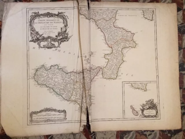 ROYAUME DE NAPLES ET DE LA SICILE. CARTE DE LA PARTIE MÉRIDIONALE. XVIIIéme.