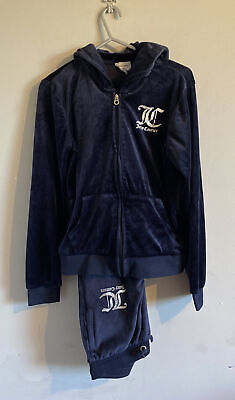 Juicy Couture cielo notturno in velluto blu giacca e pantaloni Tuta da ginnastica età 10-11 anni