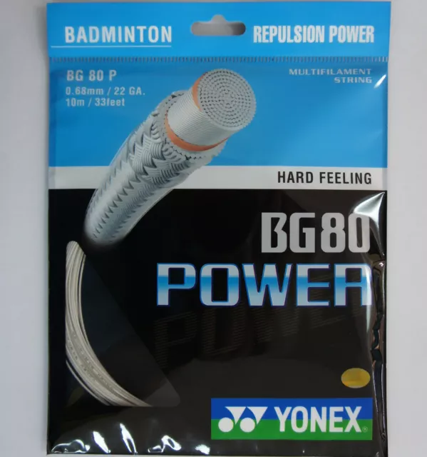 10 Packs  YONEX Badminton String BG80 Power, BG 80P, White Colour, Made in Japan