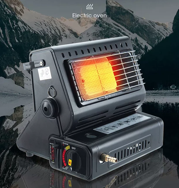 2in1 Tragbare Gasheizung 1,3KW Camping Butan Gas Kocher Keramik Heizung Heater 3