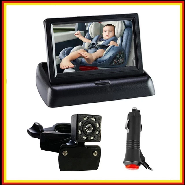 Telecamera seggiolino auto visione notturna LED baby monitor con schermo pieghevole da 4,3 pollici