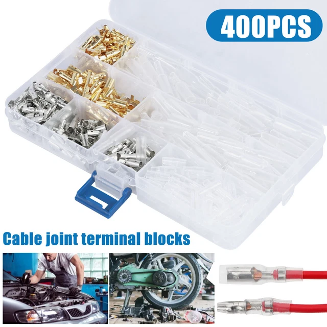 400Pcs Male Female Connector Terminals 3.9mm Safe Electrical Wire Connector▷