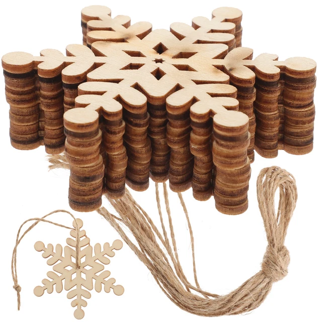10 Pcs Bambus Weihnachten Hängende Schneeflocke Holzschneeflocke