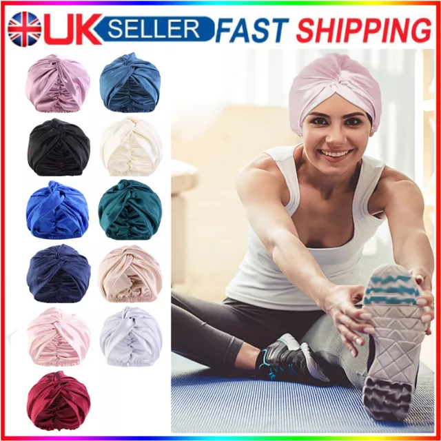 Women Silk Sleeping Hat Elastic Hair Wrap Night Curly Turban Pure Cap Bonnet New