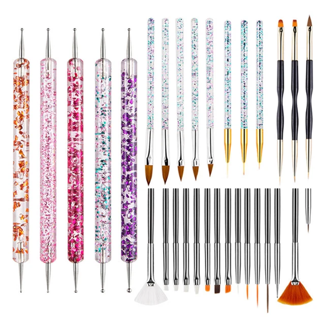 1 Juego de Herramientas Delineador de Uñas Pluma Pintura de Uñas Pinturas Cepillos Arte en Uñas Herramientas