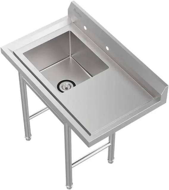 Stainless Steel Sink, 1 Compartment Commercial Restaurant Sinks with Drainboard