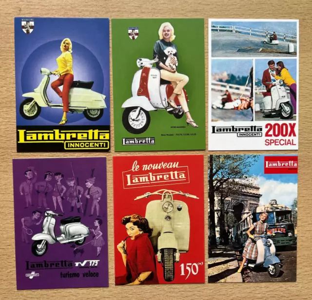 Lambretta golden era of scootering cards set of 6 (100x70mm)