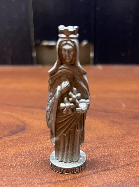 Vintage Creed Co. Pewter St. Elizabeth Statue Figure Religious 2.25”