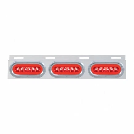 Chrome Bezel Mud Flap Bracket with Three 22 LED GloLight Bar, Red Color; 63816