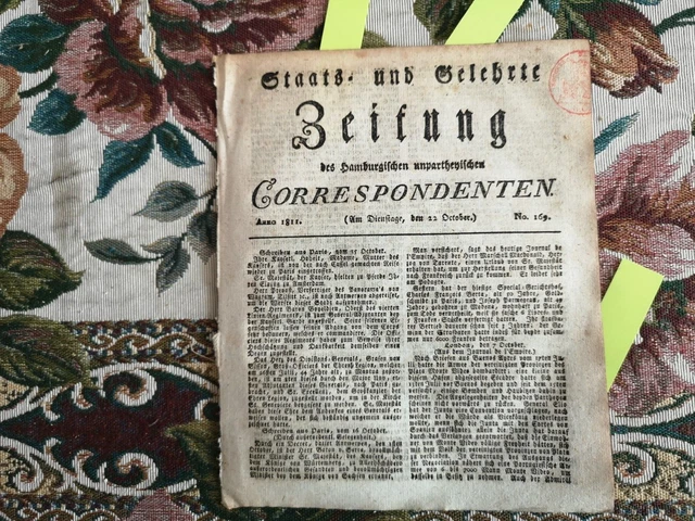 1811 Zeitung  Hamburg 169 Napoleon Amsterdam Großkühnau Dessau von Hammerstein