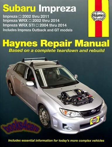 Impreza Shop Manual Subaru Service Repair Book Haynes Chilton Wrx Sti